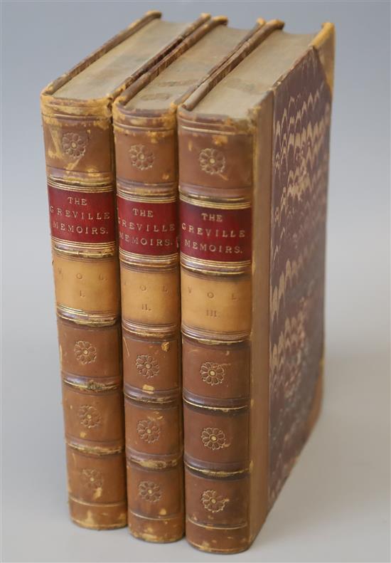 Greville, Charles C.F. - The Greville Memoirs, 4th edition, 3 vols, 8vo, half calf, Longmans, Green and Co., London 1875;